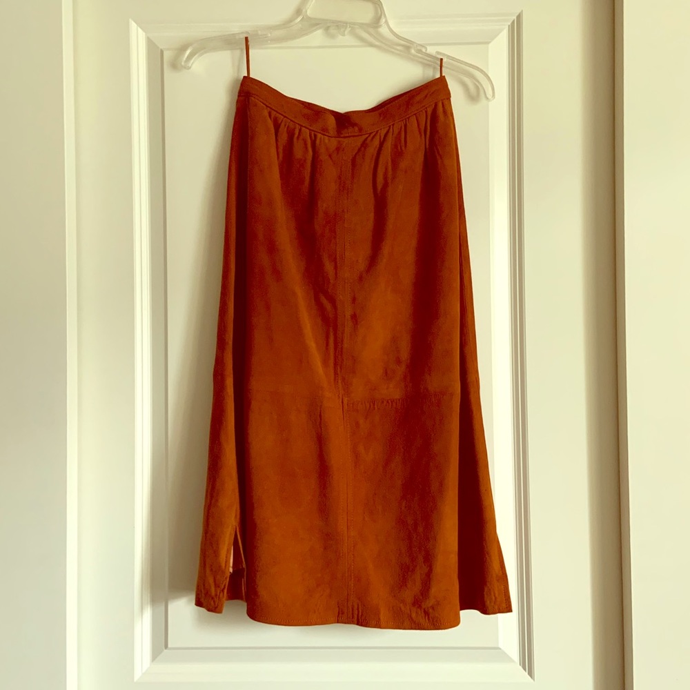 Camel lamb suede skirt